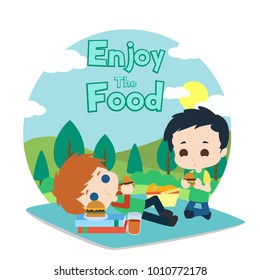 People Eating Illustration Vector