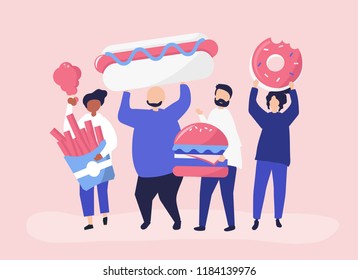 People eating junk food