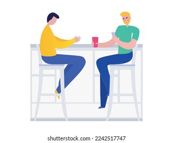 People eating out at bistro flat vector illustration