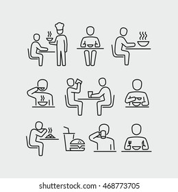 People Eating Vector Icons 