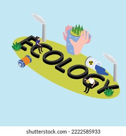 People and Ecology isometric 3d vector illustration concept for banner, website, illustration, landing page, flyer, etc.