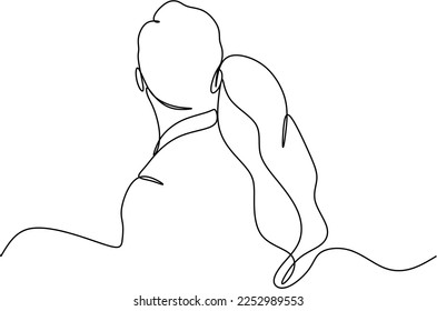 People embracing in continuous line art drawing style. One person giving the shoulder to another. Support and backing. Minimalist black linear sketch isolated on white background. Vector illustration