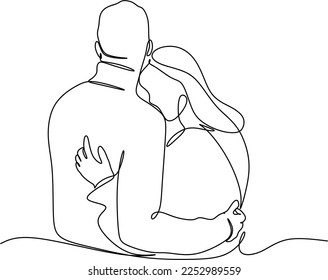 People embracing in continuous line art drawing style. One person giving the shoulder to another. Support and backing. Minimalist black linear sketch isolated on white background. Vector illustration