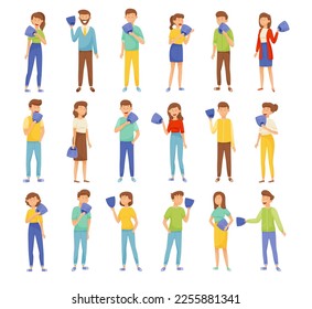 People Emoji with Face Emotion Mask Expressing Different Feelings Big Vector Set