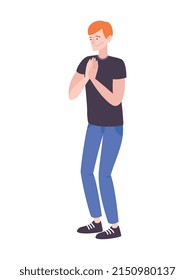 People emotion flat composition with isolated doodle style human character expressing emotions vector illustration