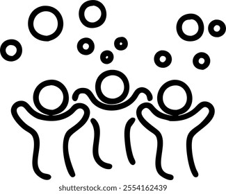 People with Enchanted Bubbles and Smiling Faces concept as A group of people playing with enchanted bubbles with smiling faces set against a whimsical background offering ample spa