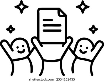 People with Enchanted Candidate Documents and Smiling Faces concept as A group of people holding enchanted candidate documents with smiling faces set against a whimsical background