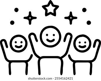 People with Enchanted Evaluation Metrics and Beaming Faces concept as A group of people holding enchanted evaluation metrics with beaming faces set against a whimsical background o