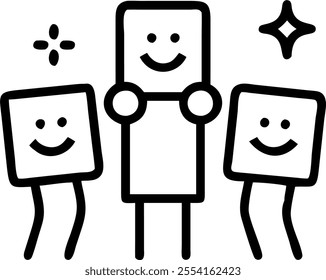 People with Enchanted Feedback Notes and Beaming Faces concept as A group of people holding enchanted feedback notes with beaming faces set against a whimsical background offering