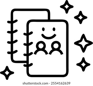 People with Enchanted Notebooks and Beaming Faces concept as A group of people using enchanted notebooks with beaming faces set against a fantastical background offering ample spac