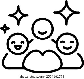 People with Enchanted Picnic and Smiling Faces concept as A group of people enjoying an enchanted picnic with smiling faces set against a whimsical background offering ample space