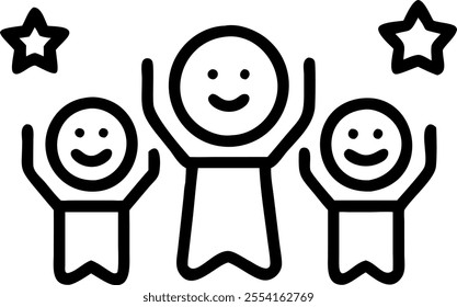 People with Enchanted Review Badges and Beaming Faces concept as A group of people holding enchanted review badges with beaming faces set against a dreamy background offering ample