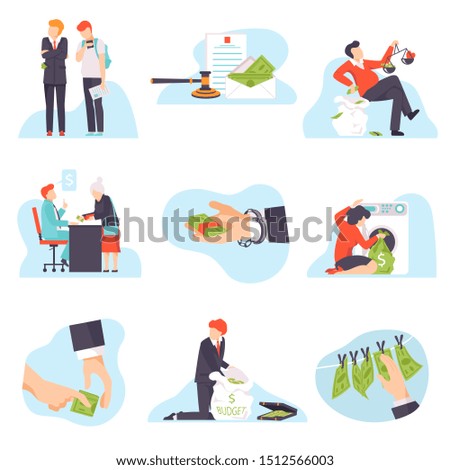 People engaging in corruption acts vector illustration isolated on white background.