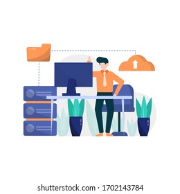 People enjoy cloud storage services because they are not afraid of a damaged hard drive vector illustration, suitable for landing page, ui, website, mobile app, editorial, poster, flyer, article