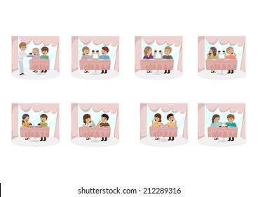 People Enjoy Eating Cake Set - Isolated On White Background - Vector Illustration, Graphic Design Editable For Your Design