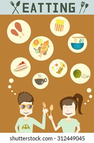 people enjoy eating,vector illustrations