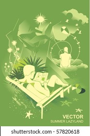 people enjoy the summer on the beach,vector illustration