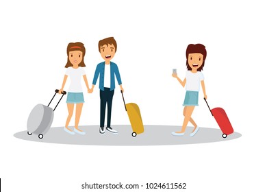 people with enjoy your holiday travel trip around the world - vector illustration