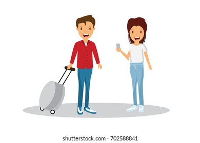 people with enjoy your holiday travel trip around the world - vector illustration