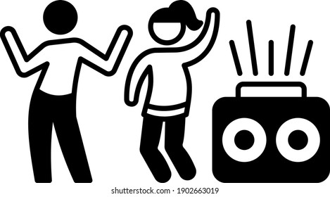 People Are Enjoying Dance Party After End Of Coronvirus Pandemic Concept, Dance Club Reopens Symbol, Reopen Economy After Coronavirus Lockdown Vector Glyph Icon Design, 