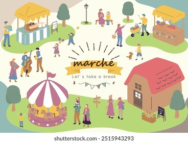 People enjoying a market on a holiday