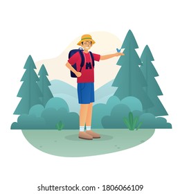 People enjoying nature for ecotourism illustration