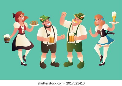 people enjoying oktoberfest with beers