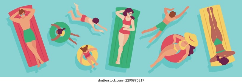 People enjoying summer in the sea or pool