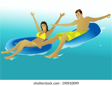 People enjoying a swimming pool 