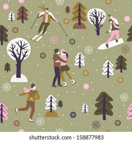 People enjoying winter sports