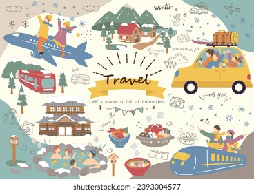 People Enjoying Winter Travel by Transportation