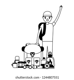 people equipment camping