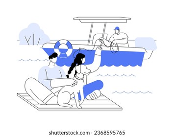 People evacuation abstract concept vector illustration. Process of people evacuation after flood, natural disaster in process, ecology industry, emergency help, climate change abstract metaphor.