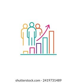 people evolution chart, population growth icon, increase social development, global demography, thin line symbol on 