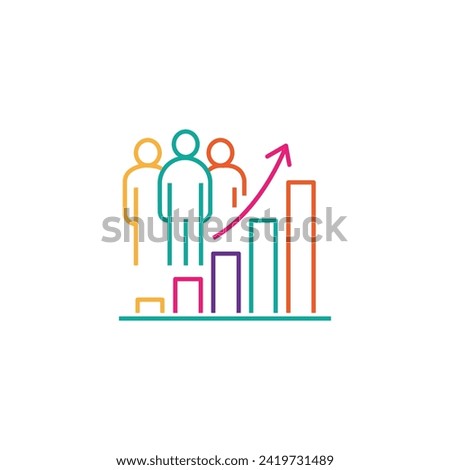 people evolution chart, population growth icon, increase social development, global demography, thin line symbol on 
