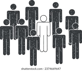 people, exception, group icon vector illustration in stamp style