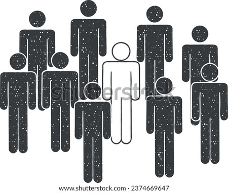 people, exception, group icon vector illustration in stamp style