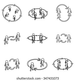 People exchange information. Vector. Set.