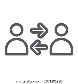 People exchange line icon, connection and person, people communication sign, vector graphics, a linear pattern on a white background, eps 10.