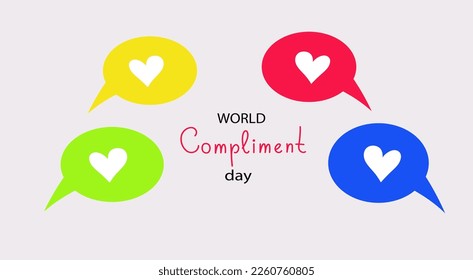 People exchange positive emotions and messages, compliment day, celebrating Valentine's day poster modern flat vector illustration