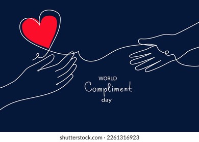 People exchange positive emotions and messages, compliment day, celebrating poster modern flat vector illustration