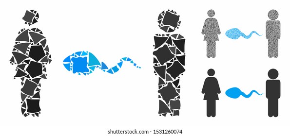 People exchange sperm mosaic of trembly elements in variable sizes and color tones, based on people exchange sperm icon. Vector trembly elements are grouped into collage.