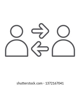People exchange thin line icon, connection and person, people communication sign, vector graphics, a linear pattern on a white background, eps 10.