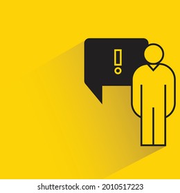 people with exclamation mark message on yellow background
