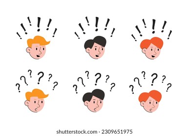 people with exclamation mark and question marks vector illustration