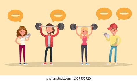 people exercise character vector design 