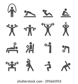 people exercise in fitness icon set, vector eps10.