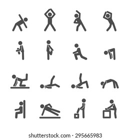 people exercise in fitness icon set, vector eps10.