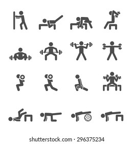 la gente ejercita en el conjunto de iconos de fitness, vectorial eps10.