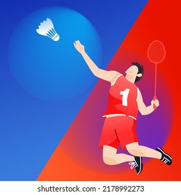 People are exercising by playing badminton in summer, vector illustration